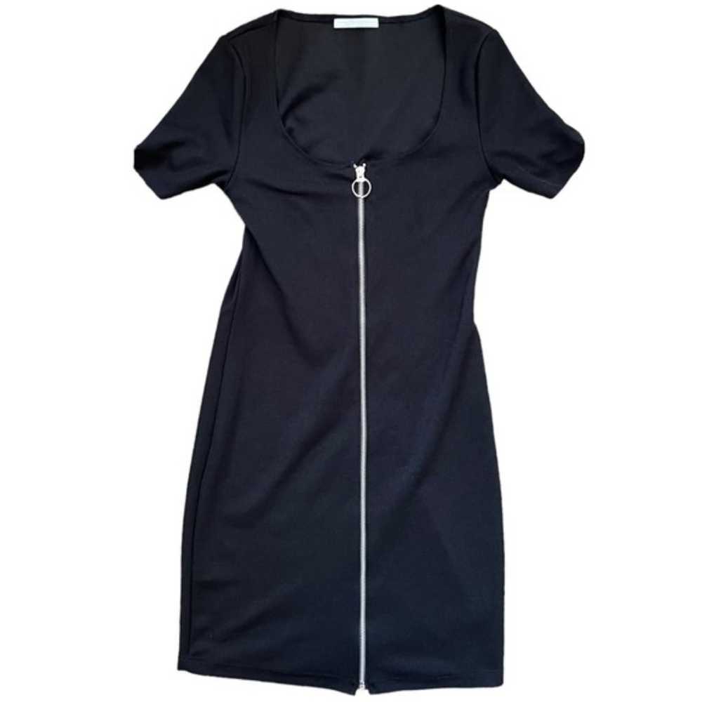 ZARA Black Zipper Front Short Mini Dress Short Sl… - image 2