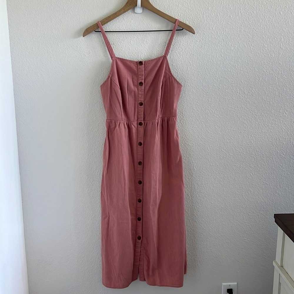 Old Navy Button Front Linen Blend Dress Dusty Pin… - image 1