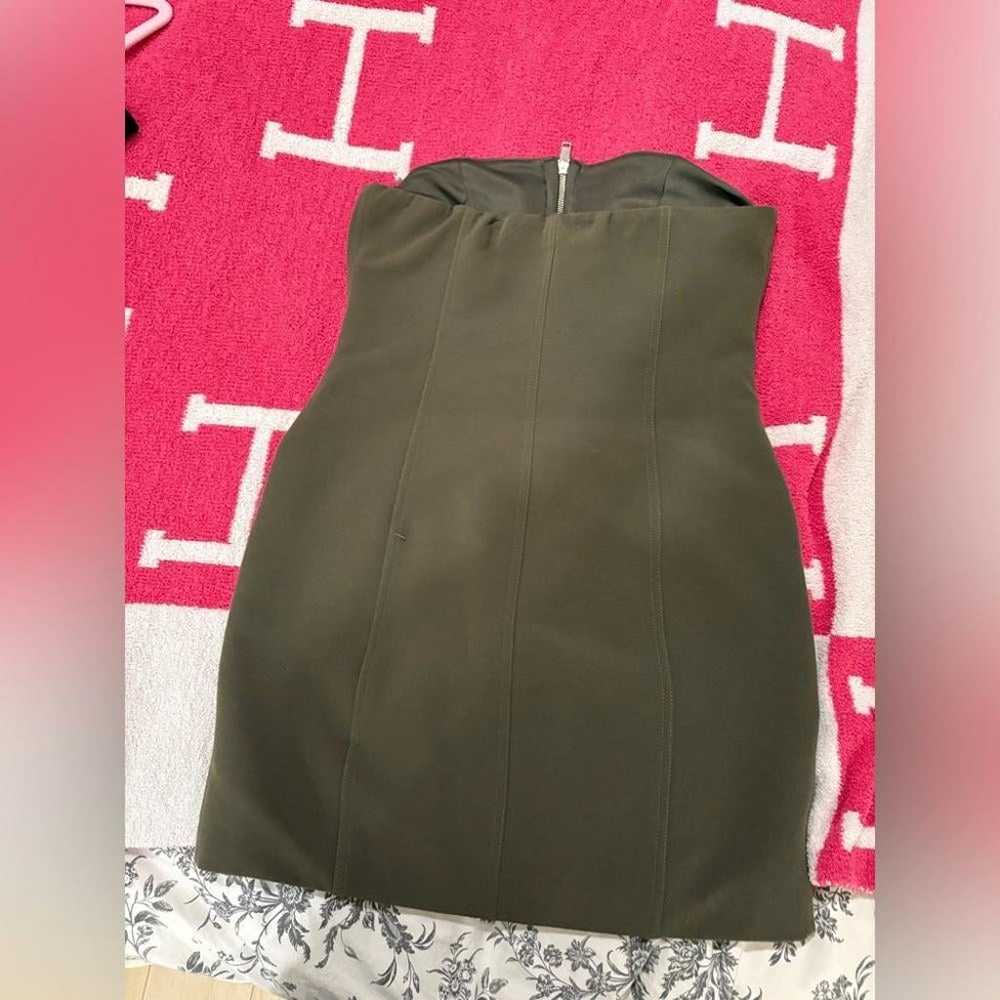 Zara Mini Zip Up Dress in Olive Green - image 3