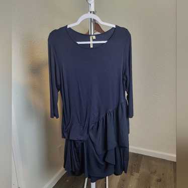 Comfy USA Lagenlook Navy Blue Ruffle Soft Dress Me