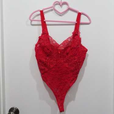 Vintage Escapades Lace Red Bodysuit Teddy Size S