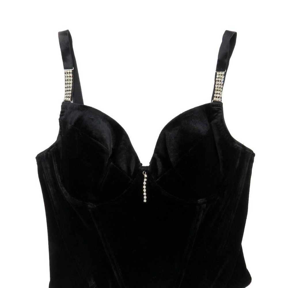 90s Vintage Ann Summers Black Velvet Rhinestone S… - image 2