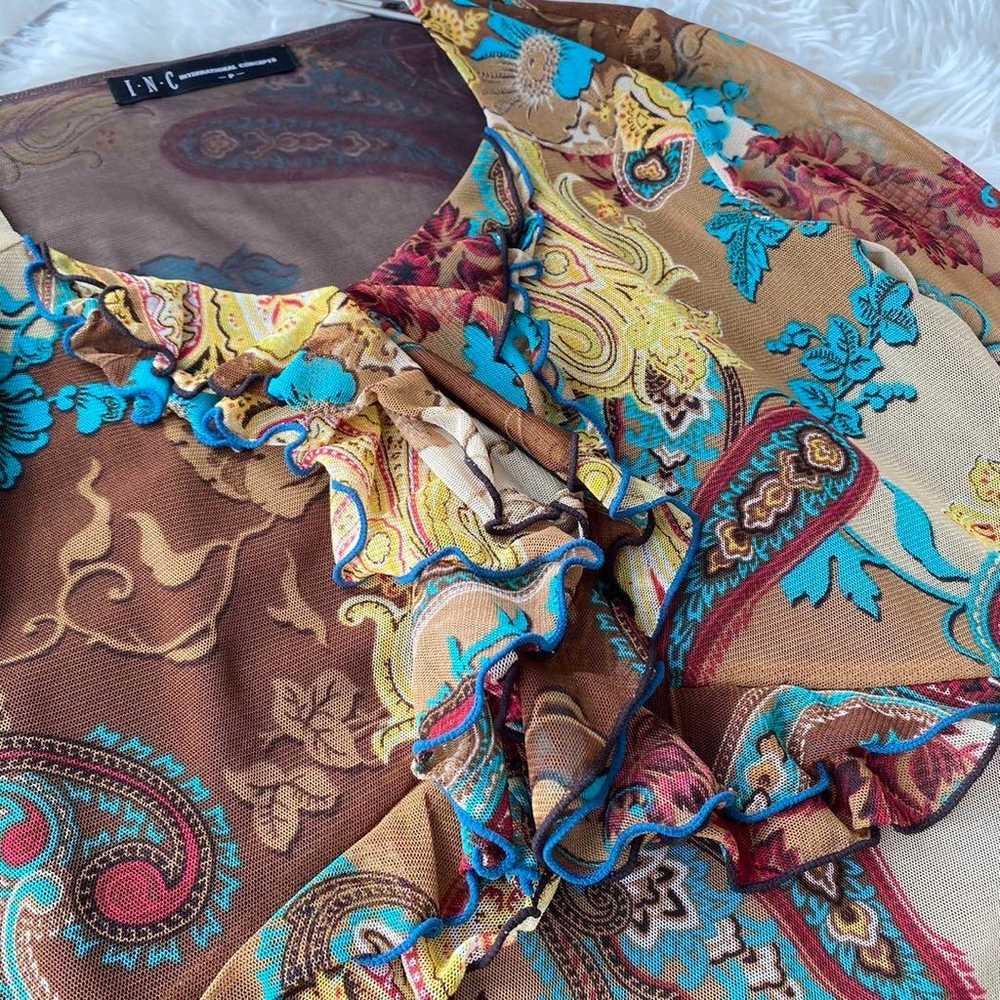 INK Paisley Pattern Frill Long Sleeve Blouse Brig… - image 4