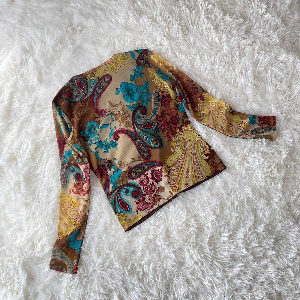 INK Paisley Pattern Frill Long Sleeve Blouse Brig… - image 7