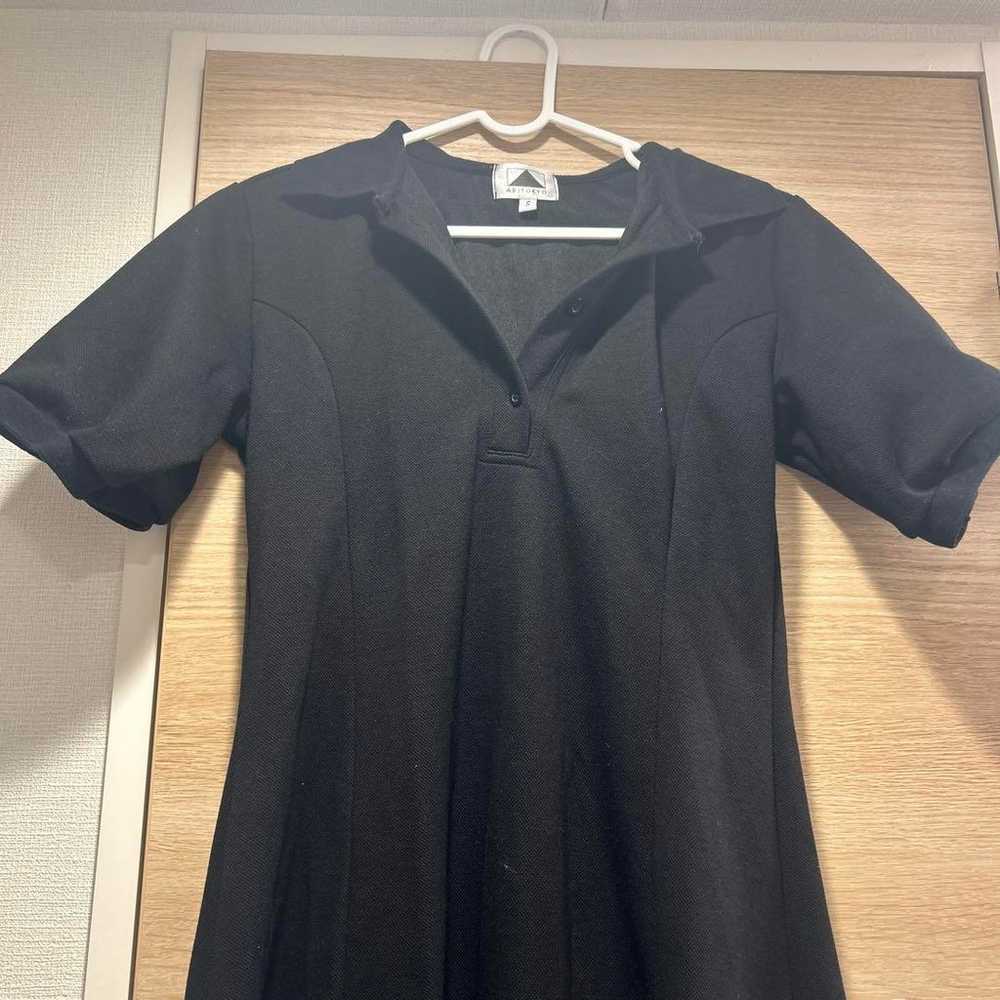 Black Short-Sleeve Polo Shirt Dress - image 1