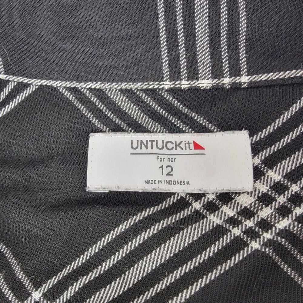 Untuckit Tessa Dress Black White Windowpane Plaid… - image 4