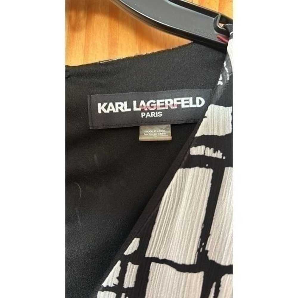 Karl Lagerfeld Black and Cream Midi Dresz - image 8