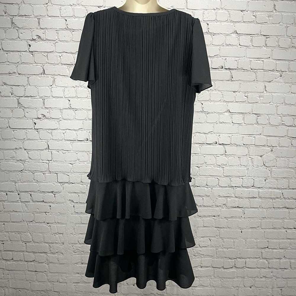 VTG Good Times Black Shift Dress Flutter Sleeve F… - image 2