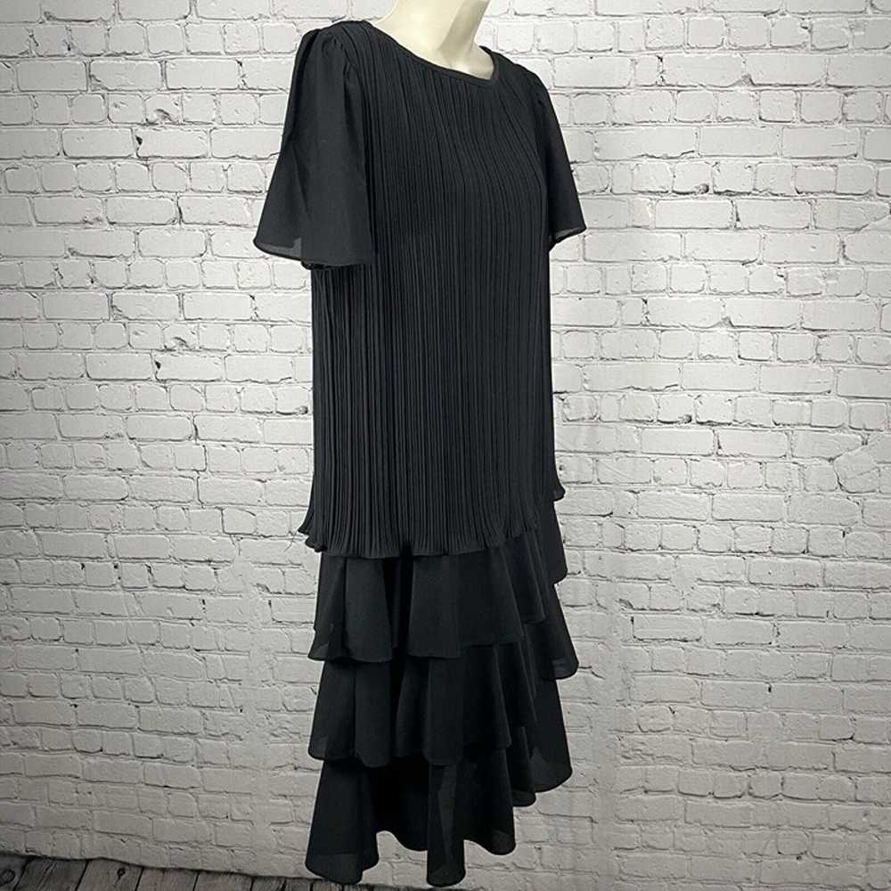 VTG Good Times Black Shift Dress Flutter Sleeve F… - image 6