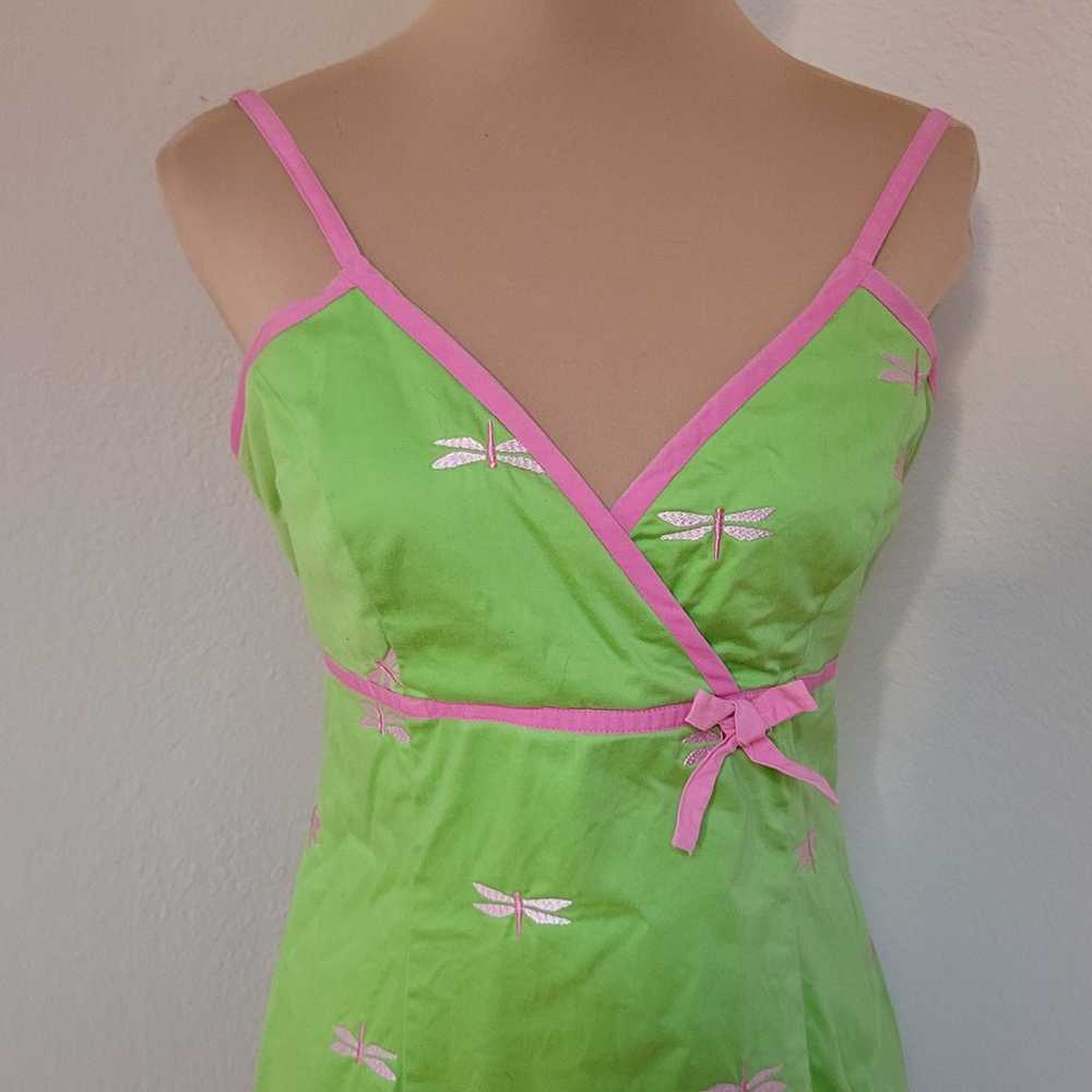 Vintage Lilly Pulitzer Green Dragonfly Embroidere… - image 5