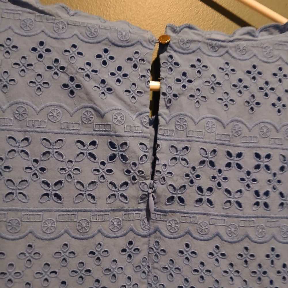 Talbots Blue Purple Eyelet Lace Dress Knee Length… - image 5