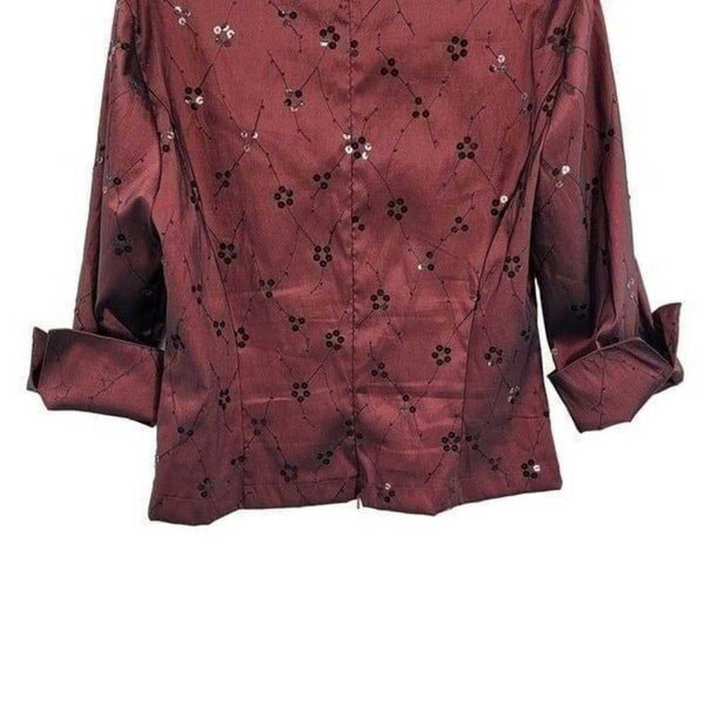 Vintage 90s Cachet Blouse 14 Oxblood Sequin Embro… - image 10