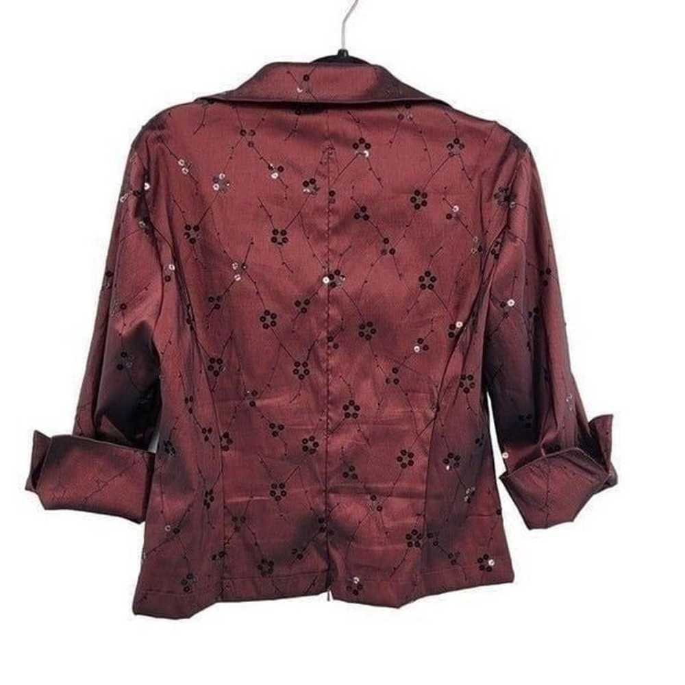 Vintage 90s Cachet Blouse 14 Oxblood Sequin Embro… - image 2