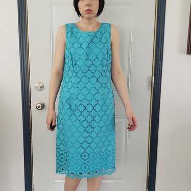 Talbots Blue Eyelet Sheath Dress