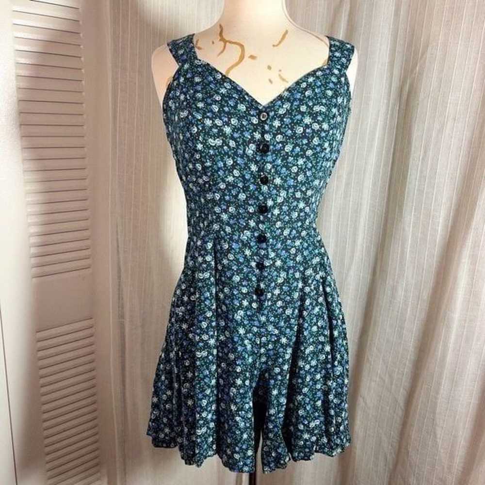 Vintage Basic Editions Blue Floral Sleeveless Rom… - image 1