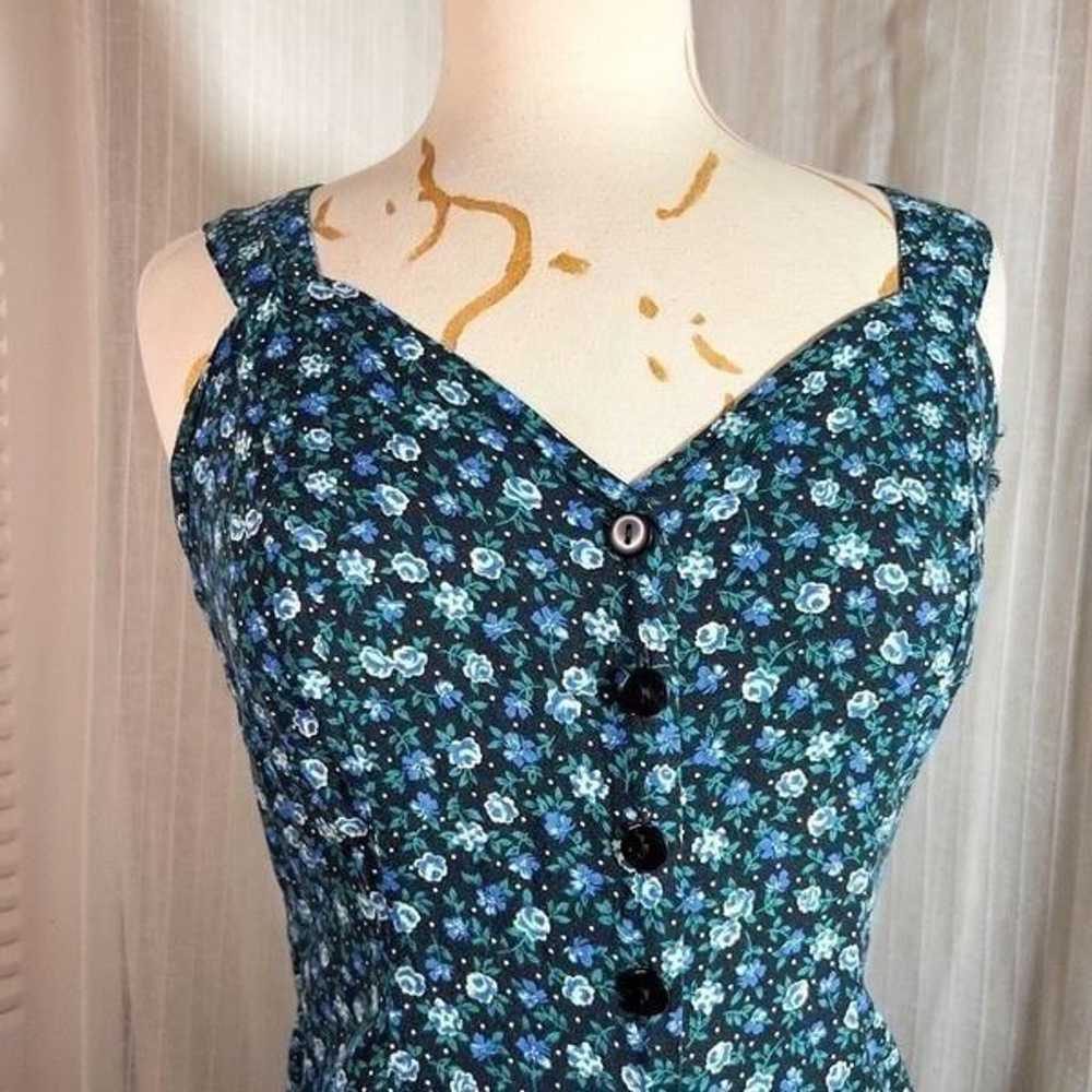 Vintage Basic Editions Blue Floral Sleeveless Rom… - image 2