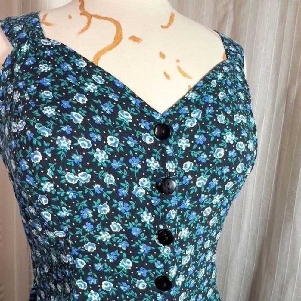 Vintage Basic Editions Blue Floral Sleeveless Rom… - image 5