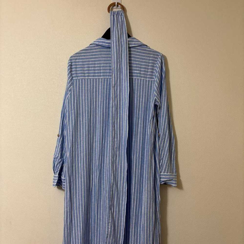 ZARA Linen Blend Midi Shirt Dress Size M with Vest - image 11