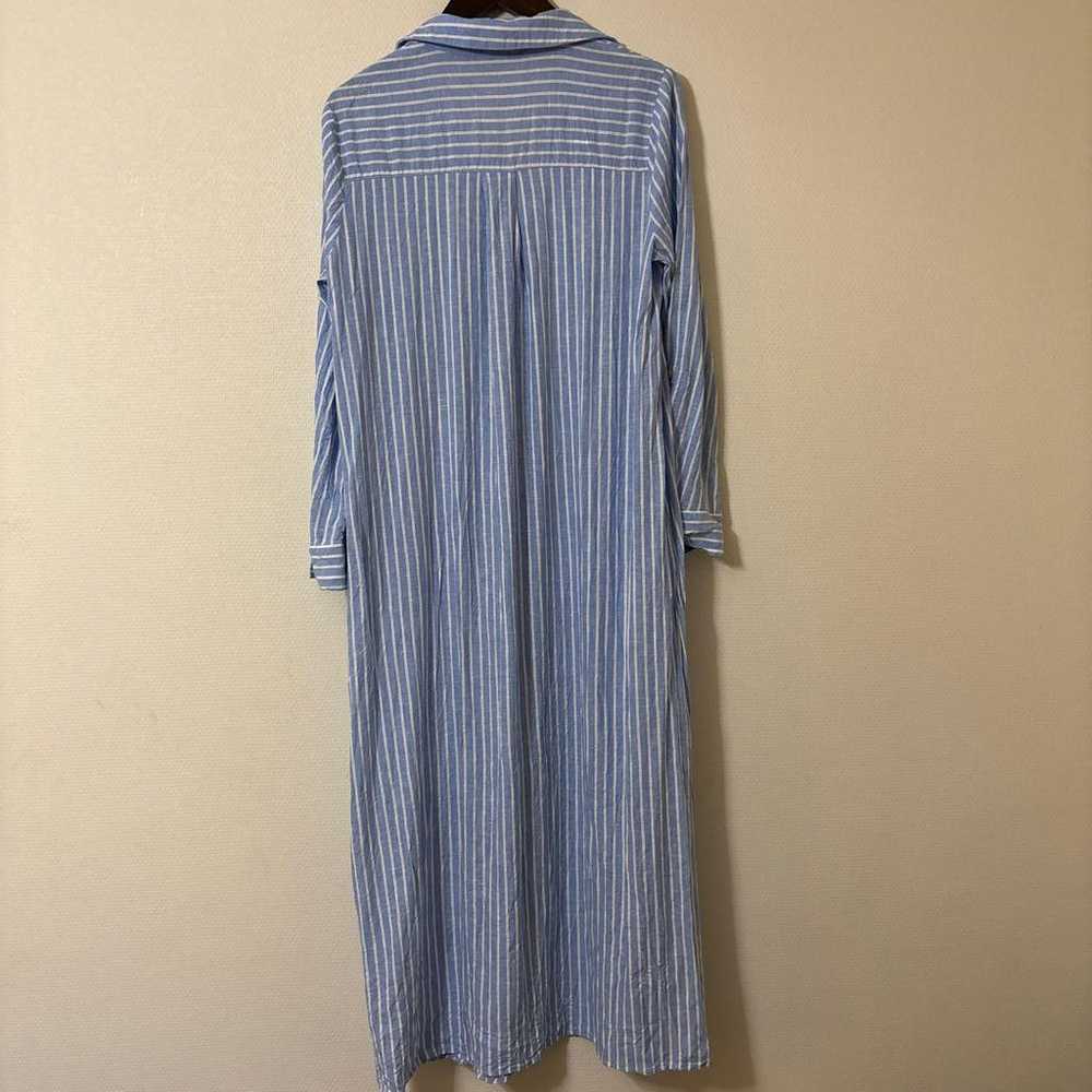 ZARA Linen Blend Midi Shirt Dress Size M with Vest - image 8