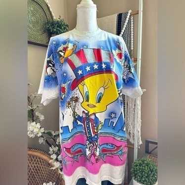 Vintage Looney Tunes Tweety Bird 90s Oversized Gr… - image 1