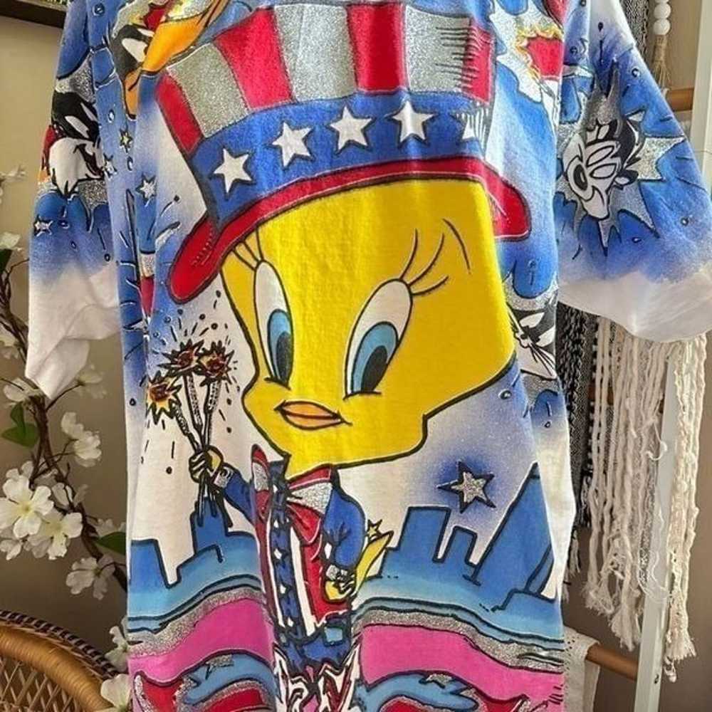 Vintage Looney Tunes Tweety Bird 90s Oversized Gr… - image 4