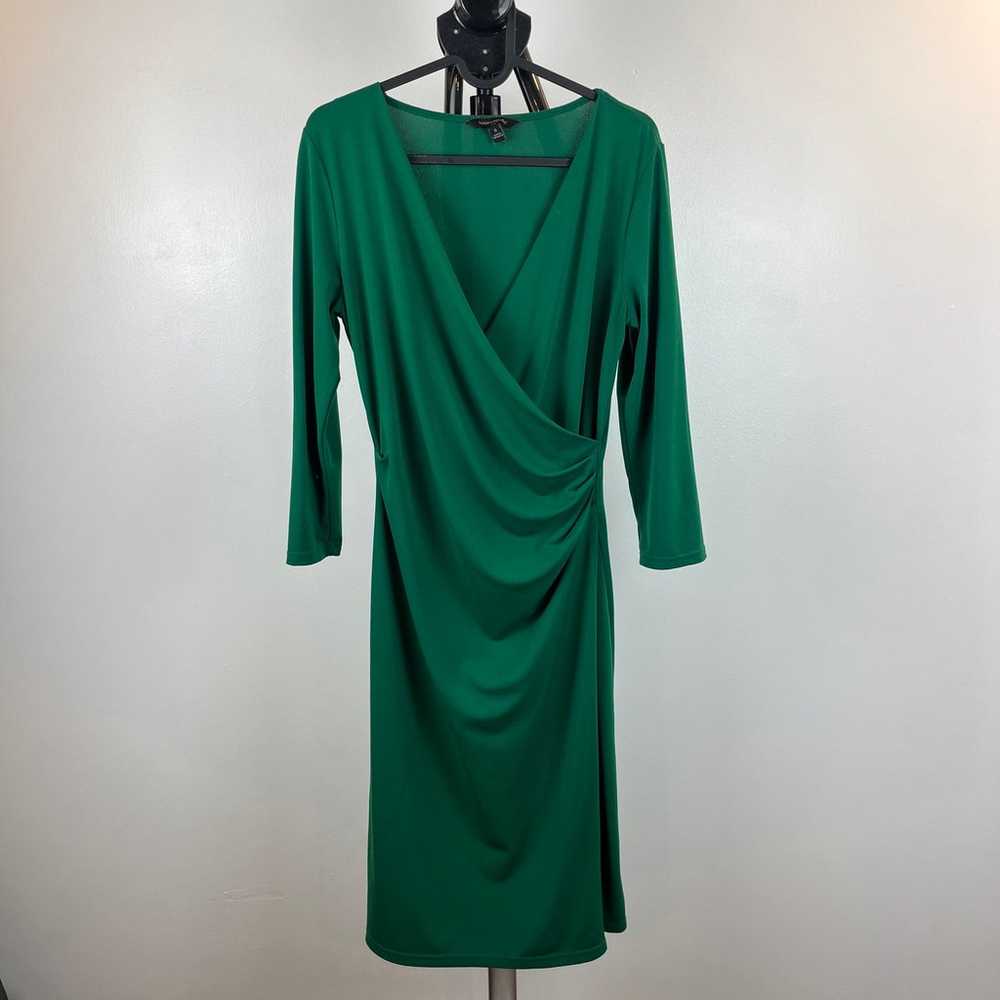 Banana Republic Faux Wrap Long Sleeve Green Dress… - image 4