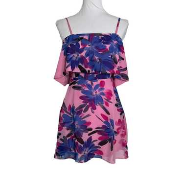 ASOS Mini Dress Floral Pink Blue Size 4 - image 1