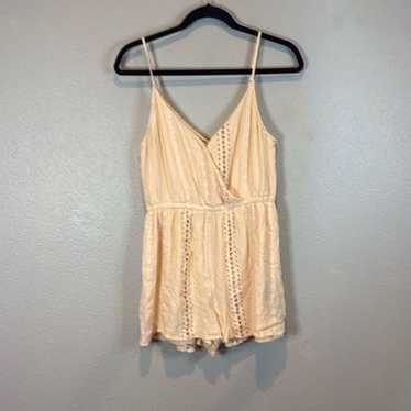 American eagle peachy pink eyelet romper s - image 1