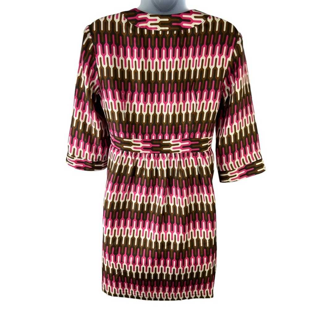 Milly Silk Dress Geometric Print Mod V-Neck sz 6 - image 6