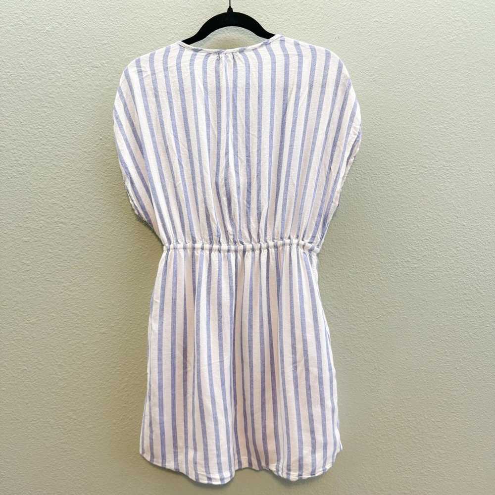 Rails Blue + White Linen Striped Tie Front Mini D… - image 10