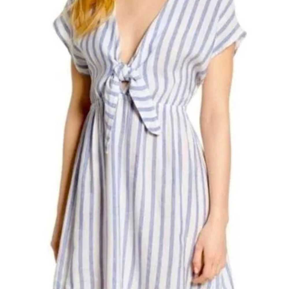 Rails Blue + White Linen Striped Tie Front Mini D… - image 12