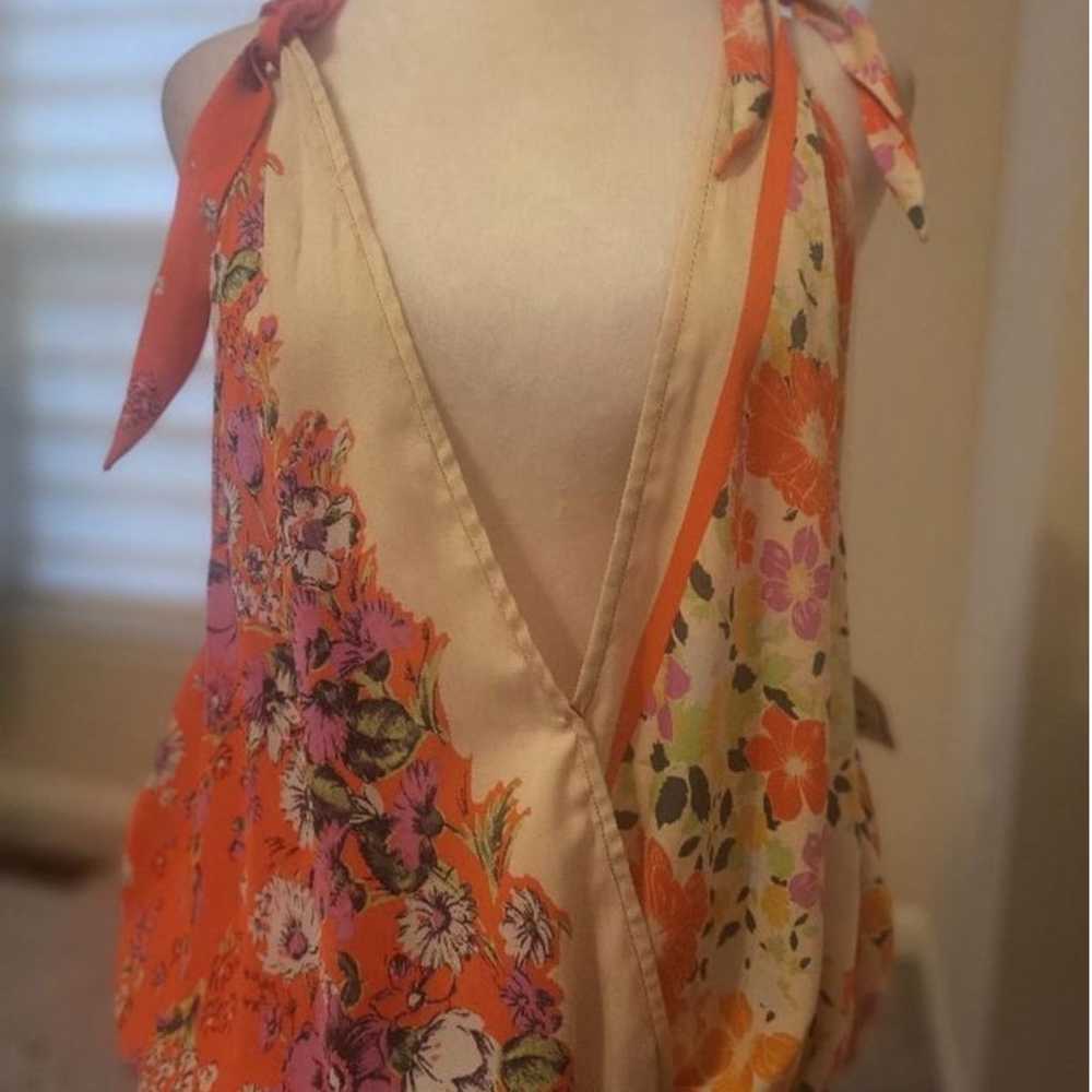 Free People Tied To You Orange Sleeveless Floral … - image 1