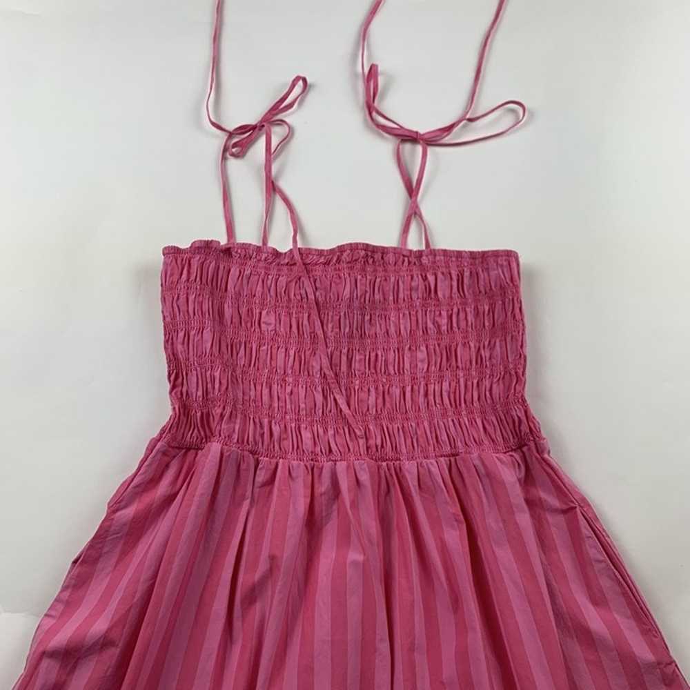 A New Day Candy Pink Striped Smocked Midi Dress M - image 2