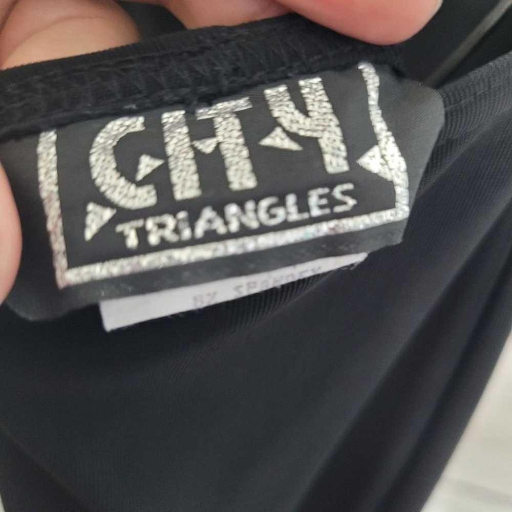 Vintage city triangles black slinky open back dre… - image 3