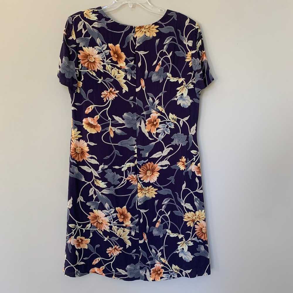 Talbots vintage blue floral short sleeve midi dre… - image 2