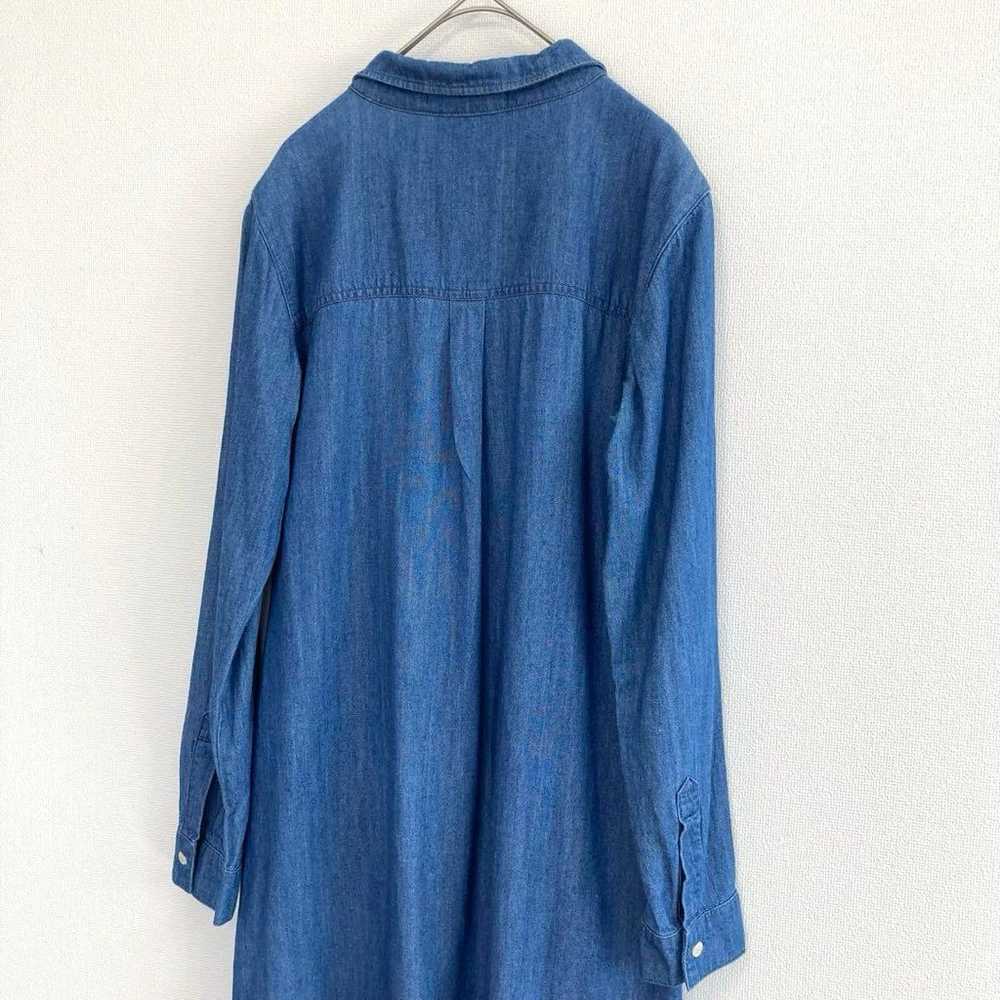 【AZUL】Long Sleeve Denim Shirt Long Dress S Blue S… - image 11