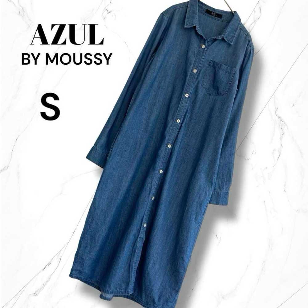 【AZUL】Long Sleeve Denim Shirt Long Dress S Blue S… - image 1