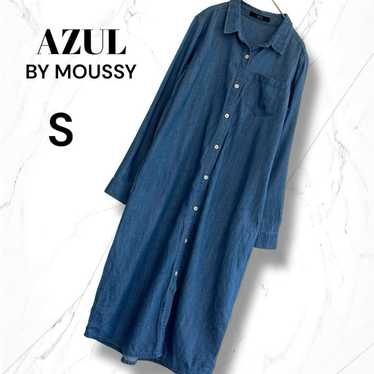 【AZUL】Long Sleeve Denim Shirt Long Dress S Blue S… - image 1