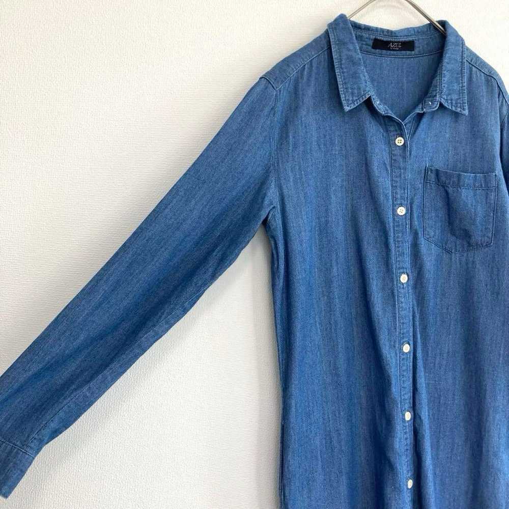 【AZUL】Long Sleeve Denim Shirt Long Dress S Blue S… - image 6