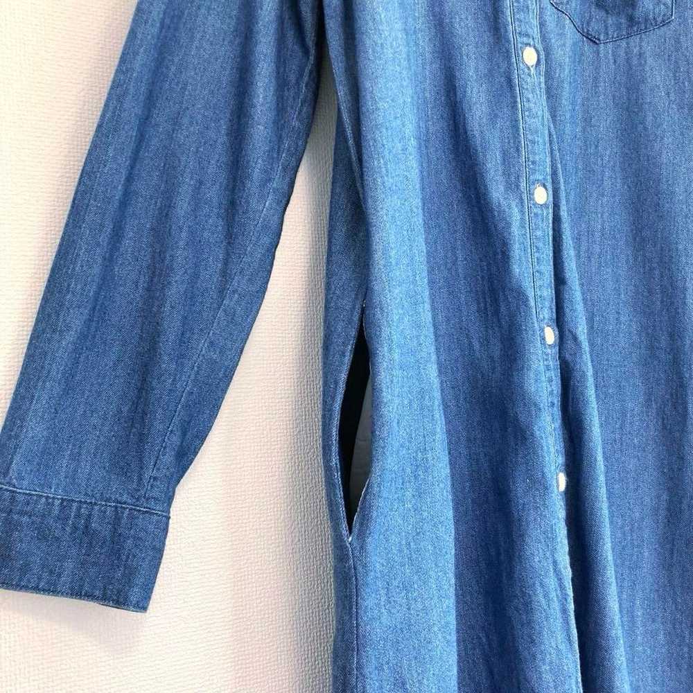 【AZUL】Long Sleeve Denim Shirt Long Dress S Blue S… - image 7