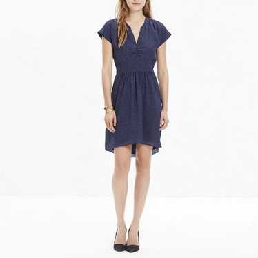 Madewell women’s 100% silk Fable mini dress blue&b