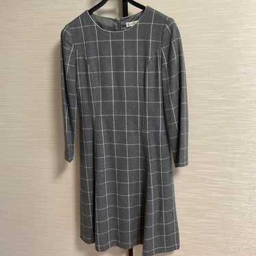 KUMIKYOKU Gray Checked Dress - image 1