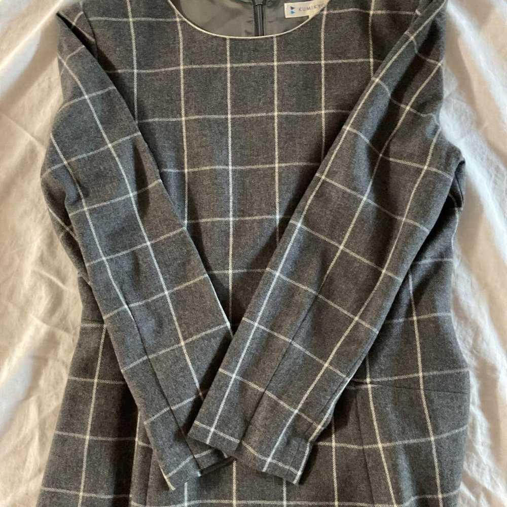 KUMIKYOKU Gray Checked Dress - image 3