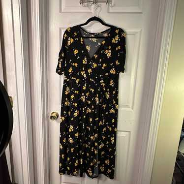 Torrid - Dress - Mock Wrap Dress with Yellow Flow… - image 1