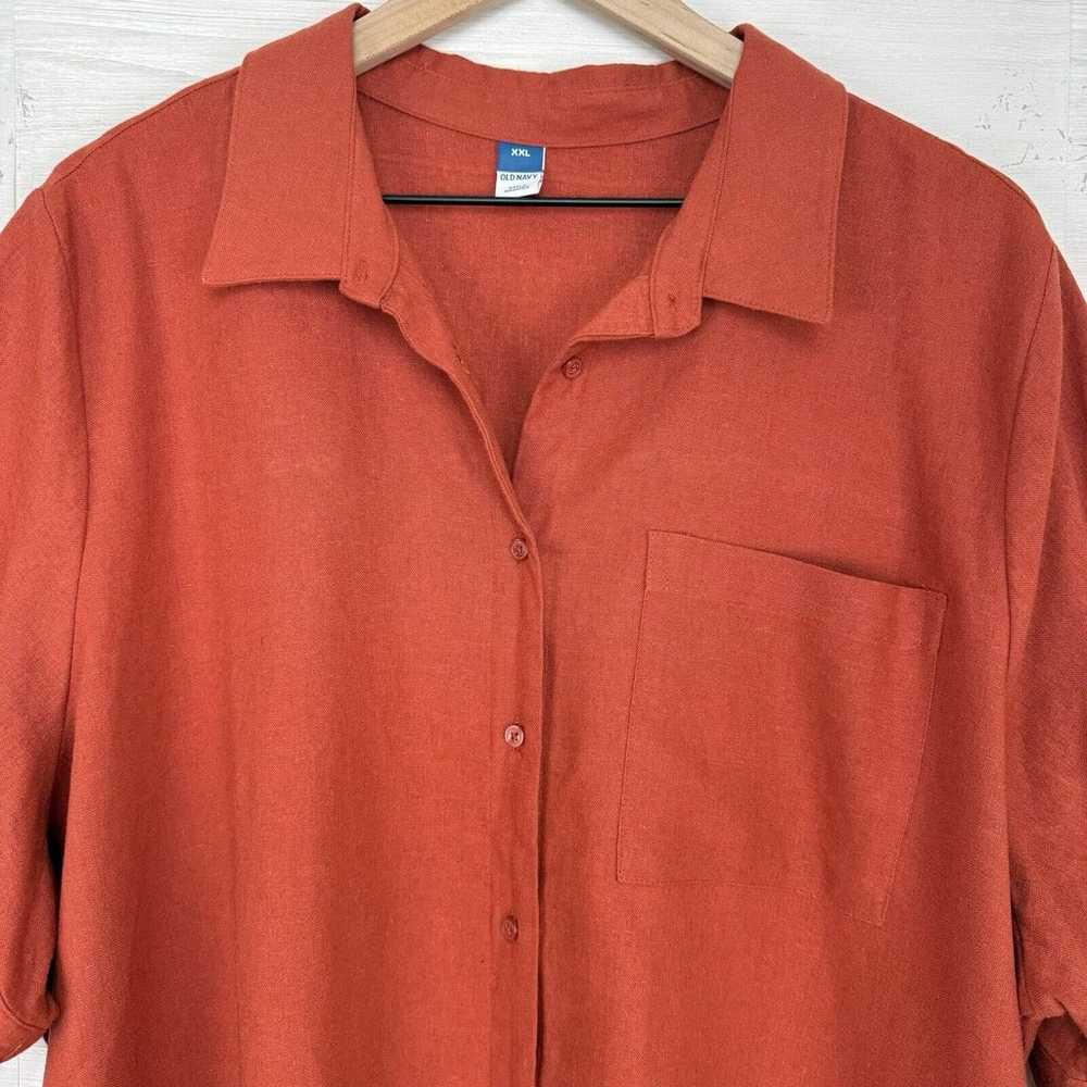 Old Navy Women XXL Linen Blend Shirt Dress Puff S… - image 3