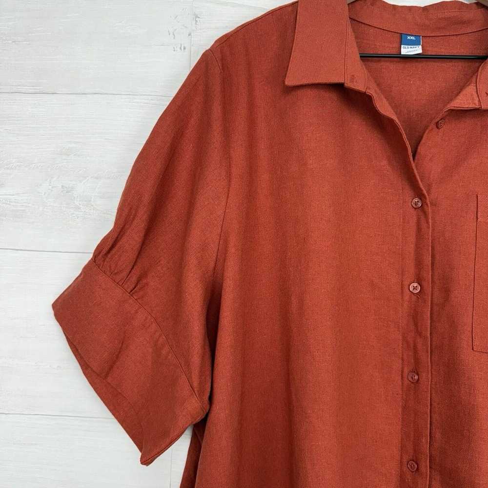 Old Navy Women XXL Linen Blend Shirt Dress Puff S… - image 4