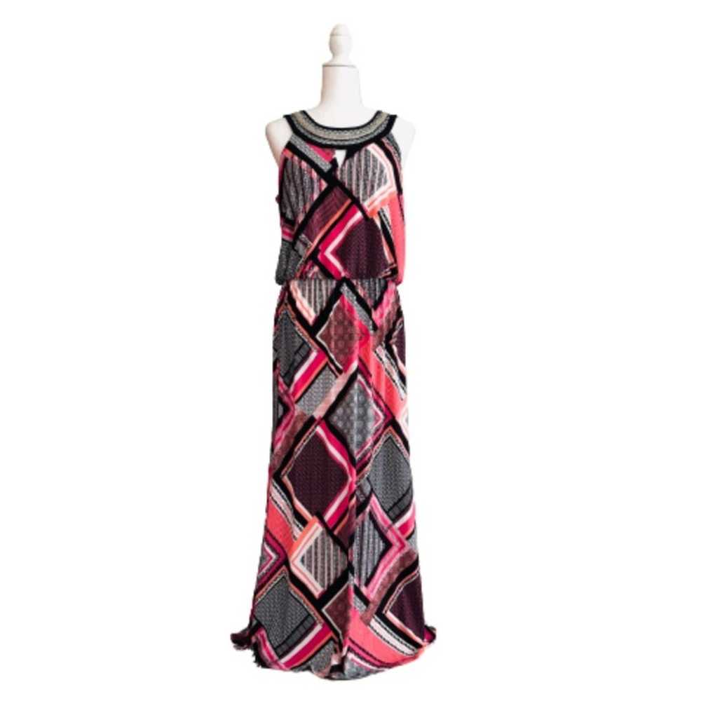 Studio One Maxi Dress Geometric Silver Embellishe… - image 1