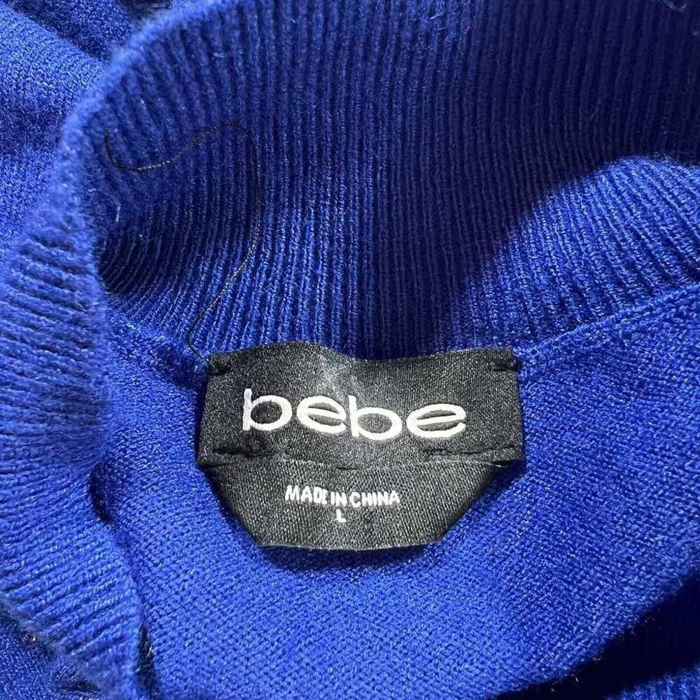 BEBE Crystal Rhinestone Logo Blue Long Sleeve Swe… - image 4