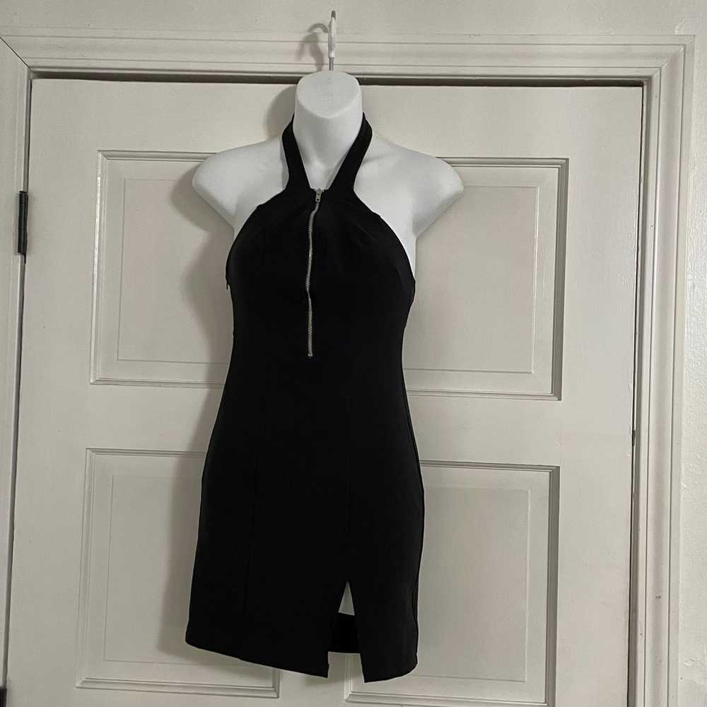 Superdown Black Zipper Front Mini Dress - image 1