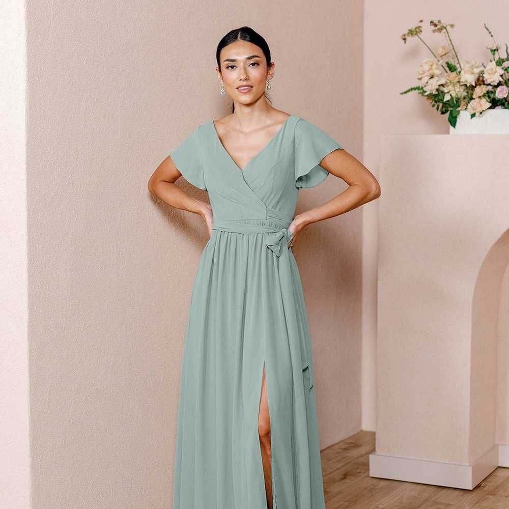 Revelry Harper Chiffon Wrap dress — sage - image 2